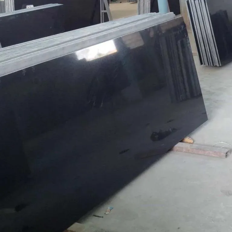 Premium black granite slab with silver micro-crystals